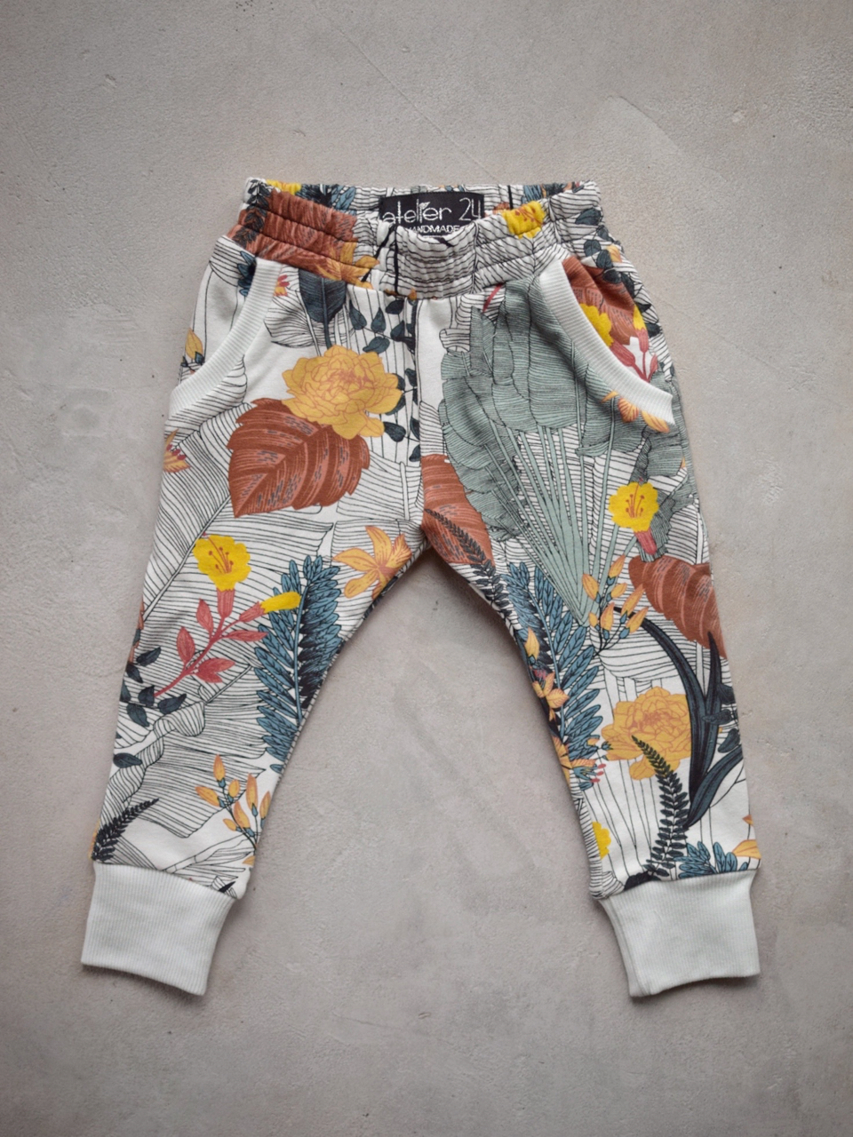 Pantalon en sweat léger à motif tropical, pour bébé et enfant.